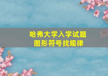 哈弗大学入学试题 图形符号找规律